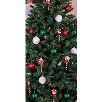 Clever Creations Lollipop Christmas Ornament Set of 6 Pieces, Shatterproof Holiday Décor for Christmas Trees, Red and White