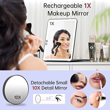 FUNTOUCH Portable Travel Makeup Mirror with Light