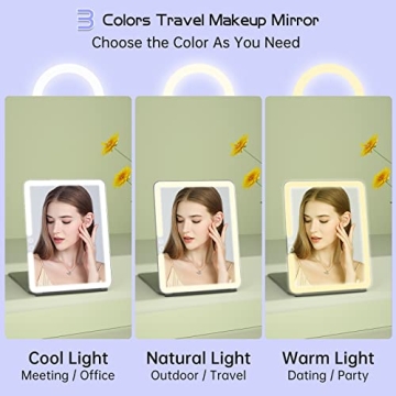 FUNTOUCH Portable Travel Makeup Mirror with Light