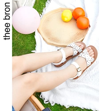 THEE BRON Girls White Flower Girl Wedding Sandals Toddler