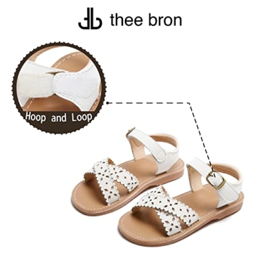 THEE BRON Girls White Flower Girl Wedding Sandals Toddler