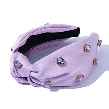 FEDANS Knotted Jeweled Headband Purple Heart Embellished Headband Fashion Lavender Hairband Ladies S...