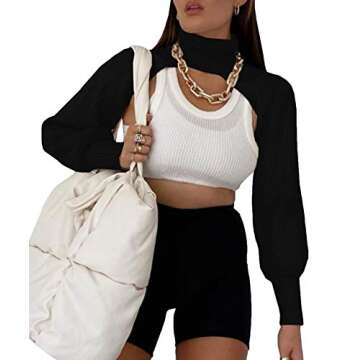 Chic xxxiticat Women's Turtleneck Cutout Sweater