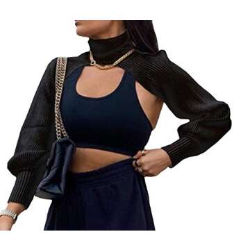 Chic xxxiticat Women's Turtleneck Cutout Sweater