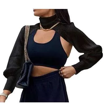 Chic xxxiticat Women's Turtleneck Cutout Sweater