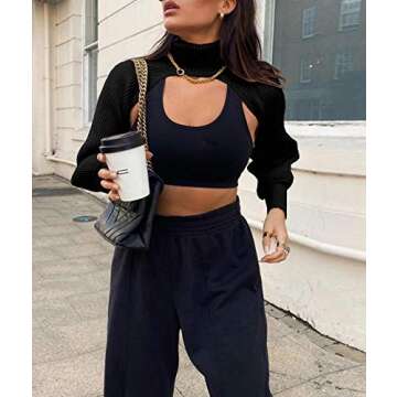 Chic xxxiticat Women's Turtleneck Cutout Sweater