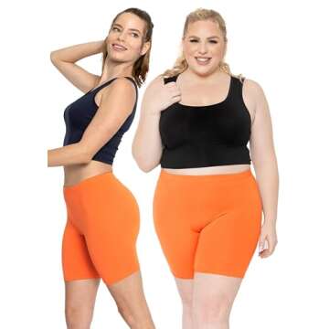 STRETCH IS COMFORT Women’s Cotton Biker Shorts - Orange, Small