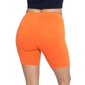 Women's Cotton Biker Shorts in Orange for Everyday Wear