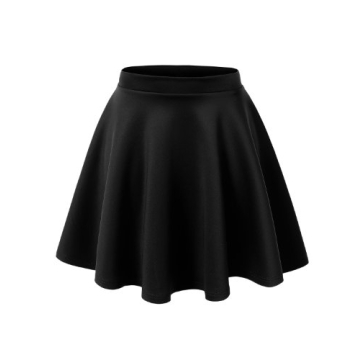MBJ Women's Basic Stretchy Flared Skater Skirt - XS Black for Everyday Wear