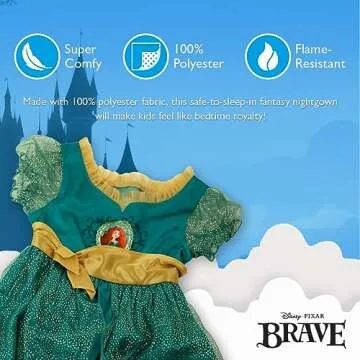 Disney Girls' Princess Fantasy Gown Nightgown, MERIDA-BRAVE, 4T