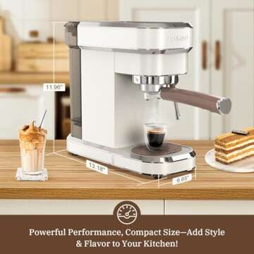 Espresso Machine, Expresso Coffee Machines for Home, 20 Bar Cafetera Espresso with Milk Frother Stea...