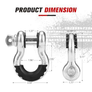 FieryRed D Ring Shackle 22,046Ibs Strength for Towing