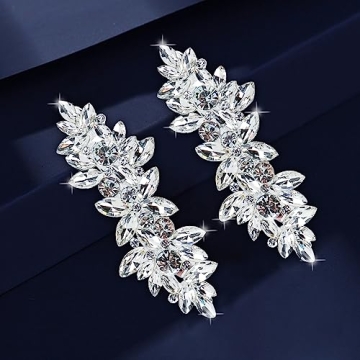 Elegant WHAVEL Rhinestone Crystal French Barrette Hair Clips for Brides