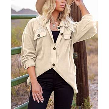 Merryfun Womens Flannel Shirt Jacket Button Down Long Sleeve Oversized Shacket Coat Loose Casual Blo...