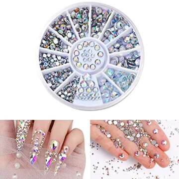 Biutee 10 Boxes AB Crystal Rhinestones Set Nail Art Rhinestones Multi Shapes 3D Glass Crystal Rhinestones Flatback Nail Jewels Rhinestones Nail Gems and Charms for Nail Art Manicure Craft Decoration