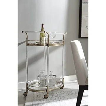 Right2Home Gold & Acrylic Bar Cart for Stylish Entertaining