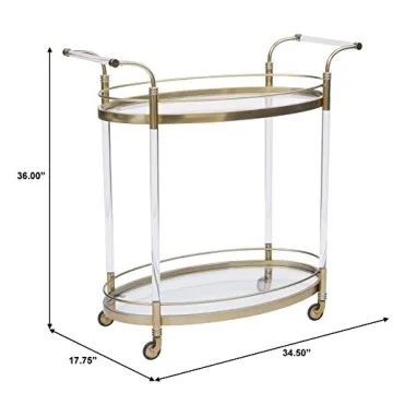 Right2Home Gold & Acrylic Bar Cart for Stylish Entertaining