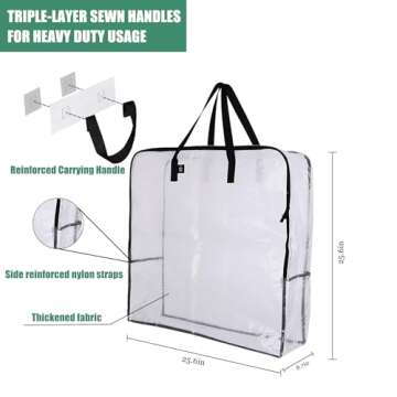 Bokynu Clear Storage Bags with Zipper, Halloween Christmas Wreath Storage Container, Large Square Gi...