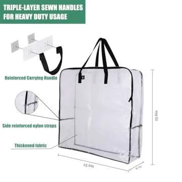 Bokynu Clear Storage Bags with Zipper, Halloween Christmas Wreath Storage Container, Large Square Gi...