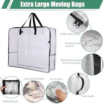 Bokynu Clear Storage Bags with Zipper, Halloween Christmas Wreath Storage Container, Large Square Gift Bag Storage Organizer, Garland Decor Organizer, Wreath Carrier Bag & Case 25" 3-Pack