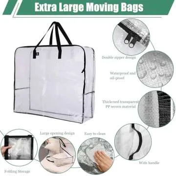 Bokynu Clear Storage Bags with Zipper, Halloween Christmas Wreath Storage Container, Large Square Gift Bag Storage Organizer, Garland Decor Organizer, Wreath Carrier Bag & Case 25" 3-Pack