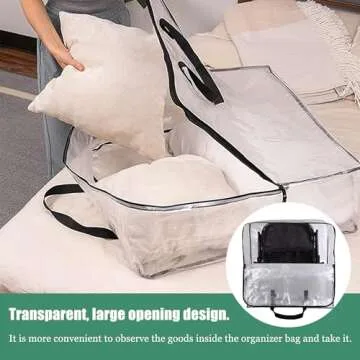 Bokynu Clear Storage Bags with Zipper, Halloween Christmas Wreath Storage Container, Large Square Gift Bag Storage Organizer, Garland Decor Organizer, Wreath Carrier Bag & Case 25" 3-Pack