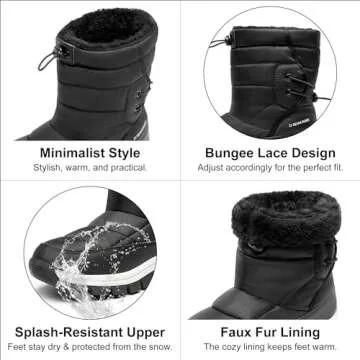 DREAM PAIRS Women's Winter Snow Boots Waterproof Lightweight Warm Fashion Janara Mid Calf Boot,Size 8,Black