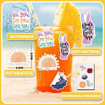 200PCS Motivational Stickers for Adults, Inspirational Water Bottle Stickers for Kids Teachers, Positives Scrapbook Stickers for Journaling Vision Board Waterproof Vinyl Stickers for Helmet Guitar