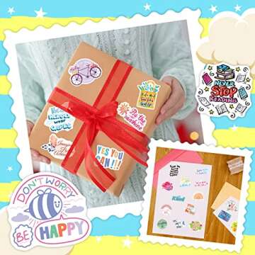 200PCS Motivational Stickers for Adults, Inspirational Water Bottle Stickers for Kids Teachers, Positives Scrapbook Stickers for Journaling Vision Board Waterproof Vinyl Stickers for Helmet Guitar