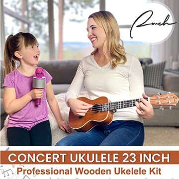 Ranch Concert Ukulele Wooden Ukelele 23" Beginners Professional Kit with 12 Online Lessons, Gig Bag,...