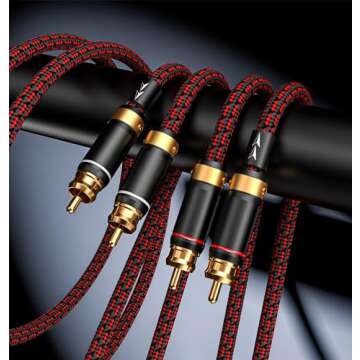Primeda Auidophile 2RCA Male to 2RCA Male Stereo Audio Cable,Gold Plated | 4N Oxgen-Free Copper Core (3 Feet (1M))