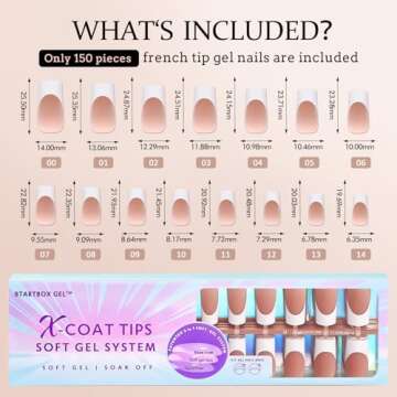 BTArtboxnails XCOATTIPS French Tip Nails, 150pcs Long Square Brown French Tip Press on Nails, French Tip Gel Nails for DIY Nail Art