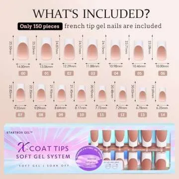 BTArtboxnails XCOATTIPS French Tip Nails, 150pcs Long Square Brown French Tip Press on Nails, French Tip Gel Nails for DIY Nail Art