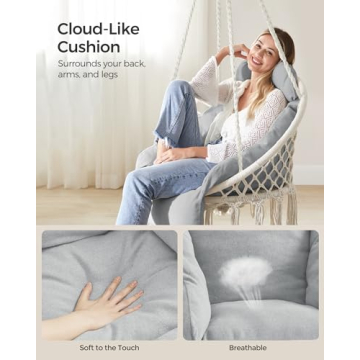 SONGMICS Hanging Chair for Indoor and Outdoor Use, Cream White