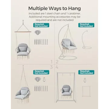 SONGMICS Hanging Chair for Indoor and Outdoor Use, Cream White