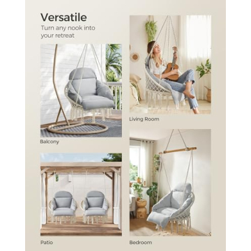SONGMICS Hanging Chair for Indoor and Outdoor Use, Cream White