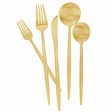 Matte Gold Silverware Set 30 Pieces FAMEWARE Premium Stainless Steel