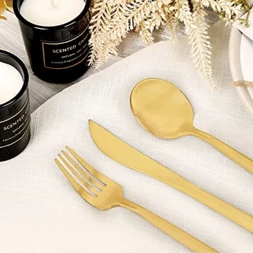 Matte Gold Silverware Set 30 Pieces FAMEWARE Premium Stainless Steel