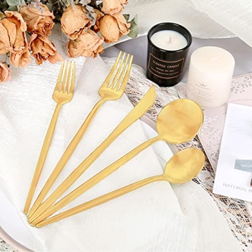 Matte Gold Silverware Set 30 Pieces FAMEWARE Premium Stainless Steel