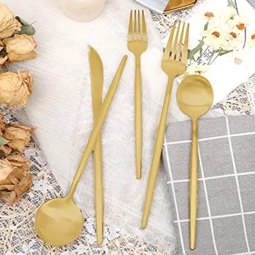 Matte Gold Silverware Set 30 Pieces FAMEWARE Premium Stainless Steel