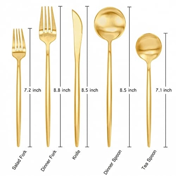 Matte Gold Silverware Set 30 Pieces FAMEWARE Premium Stainless Steel