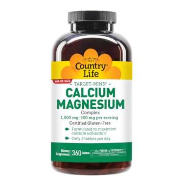 Country Life Calcium Magnesium Supplement, 1000mg Calcium