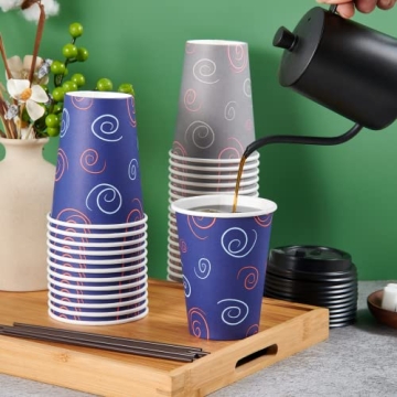 Stylish Disposable Coffee Cups with Lids and Straws