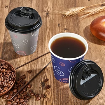 Stylish Disposable Coffee Cups with Lids and Straws