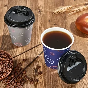 Stylish Disposable Coffee Cups with Lids and Straws