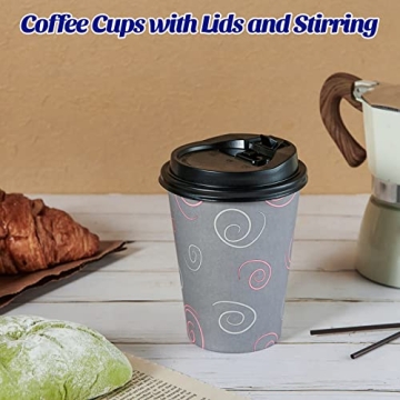 Stylish Disposable Coffee Cups with Lids and Straws