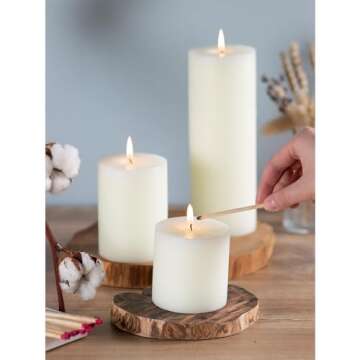 CANDWAX Assorted Pillar Candles Set of 3 for All Occasions