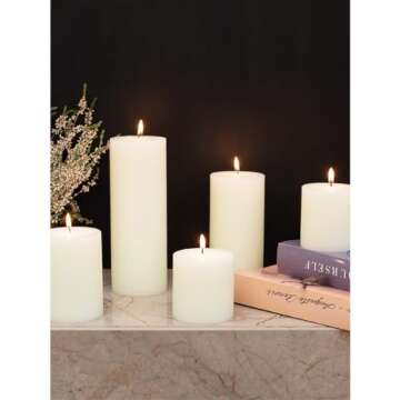 CANDWAX Assorted Pillar Candles Set of 3 for All Occasions