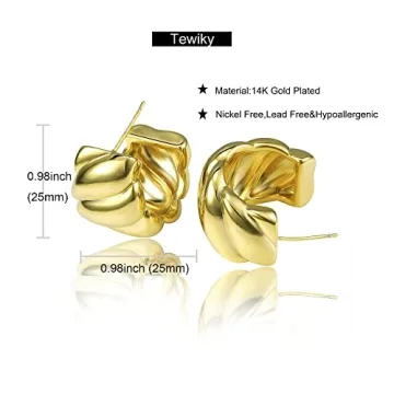 Stylish Tewiky Gold Hoop Earrings for Women