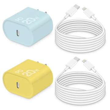 i Phone Charger 10 Ft Fast Charging 2-Pack 20W PD Fast Charger with 6Ft Fast Charging Cable, Type C ...